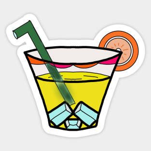 Juice with ICE and orange slice. Sticker